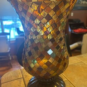 PartyLite Multicolor Mosaic Vase with Dark Base